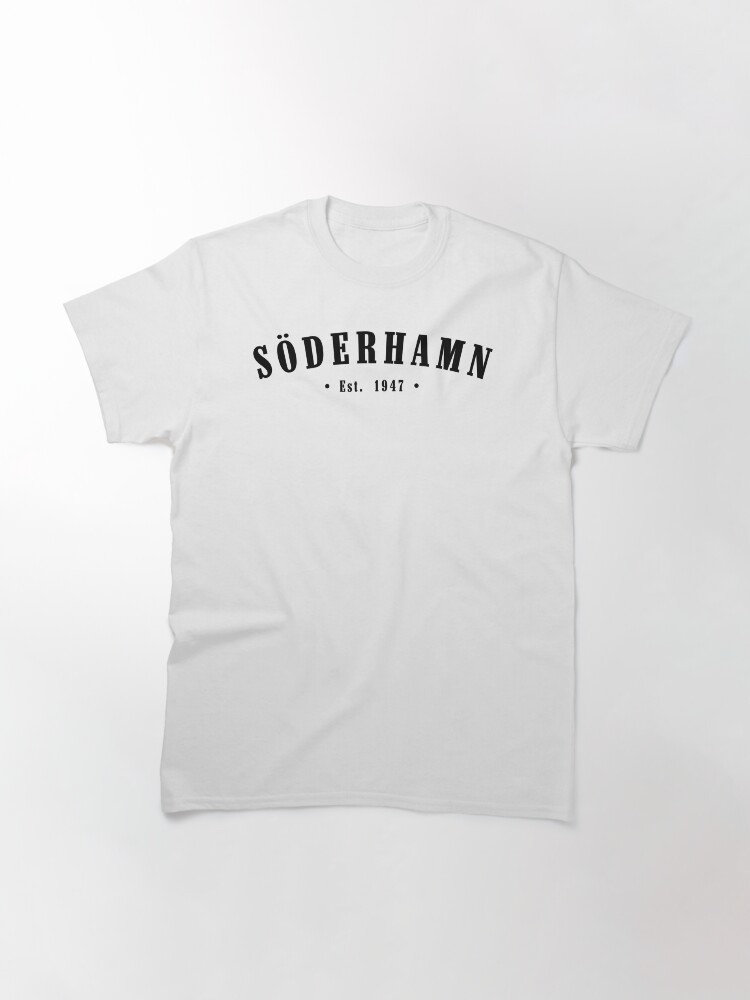 Thumbnail 3 of 7, Classic T-Shirt, Söderhamn Gävleborg County Sweden Est. 1947 Black Letter Sverige designed and sold by establishedwear.