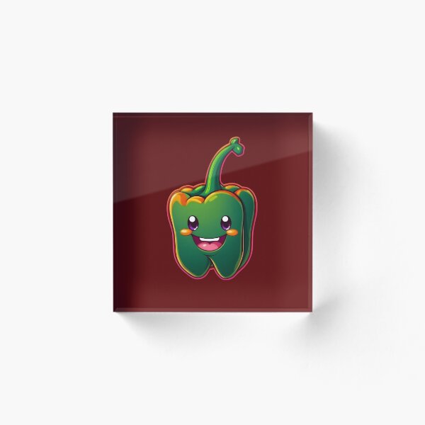 Item preview, Kawaii Green Pepper Glow - Cute Vegetable designed and sold by MerchshopNL.