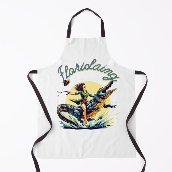 Item preview, Floridaing woman riding alligator designed and sold by CalmYourTees.