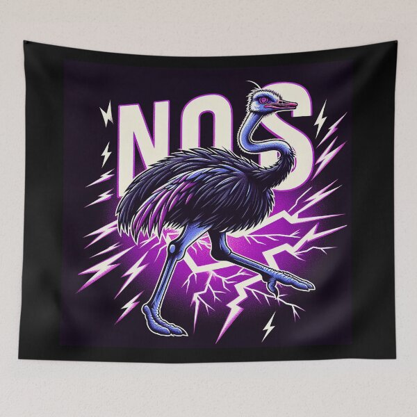 Item preview, $NOSS "Racing Radiance: Ostrich Unleashing Purple Lightning" designed and sold by zzz888.