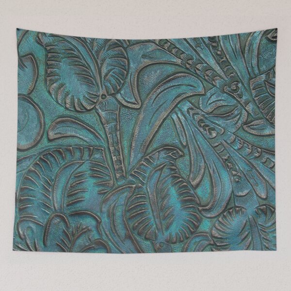 Item preview, Turquoise Floral Leather Design designed and sold by ArtsyWishy.