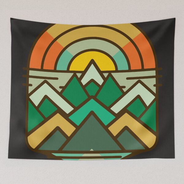 Item preview, Geometric Vibrant Retro Mountain Wilderness Sunset  designed and sold by Cheeky Companions.
