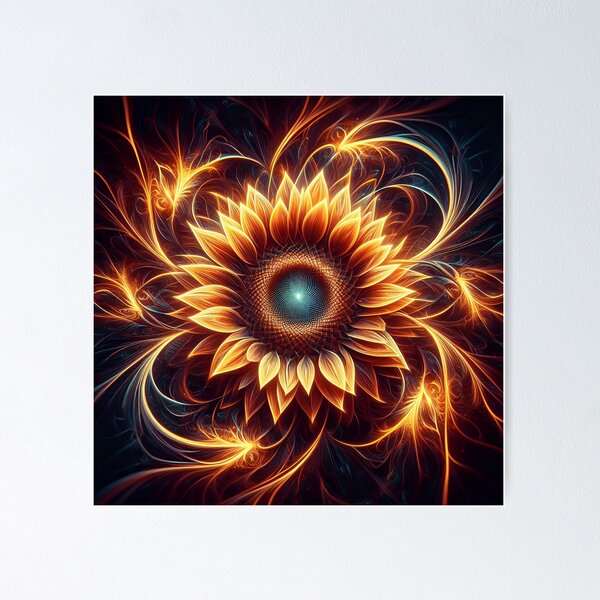 Enchanting Sunflower With Sparkles Poster