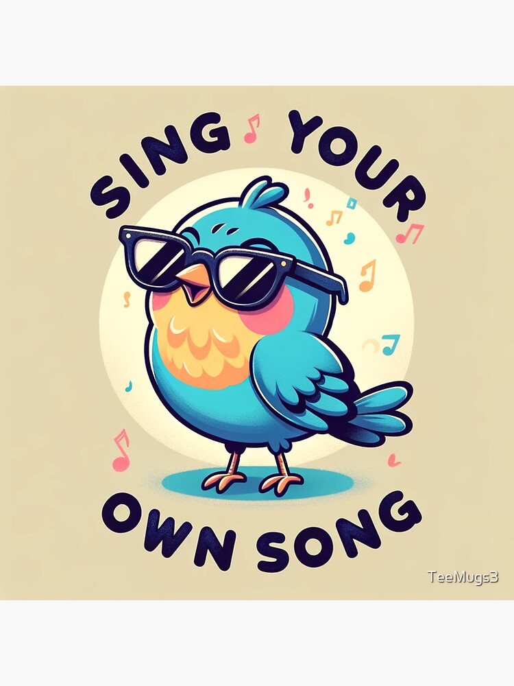 Thumbnail 3 of 3, Sticker, Charming Bird Singing its Own Song - Digital Illustration designed and sold by TeeMugs3.