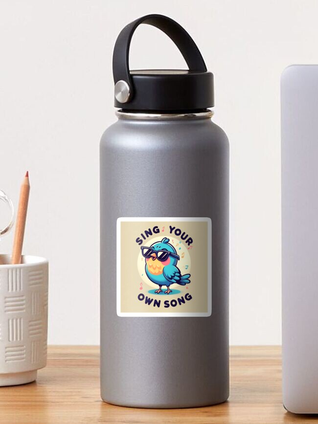 Thumbnail 1 of 3, Sticker, Charming Bird Singing its Own Song - Digital Illustration designed and sold by TeeMugs3.
