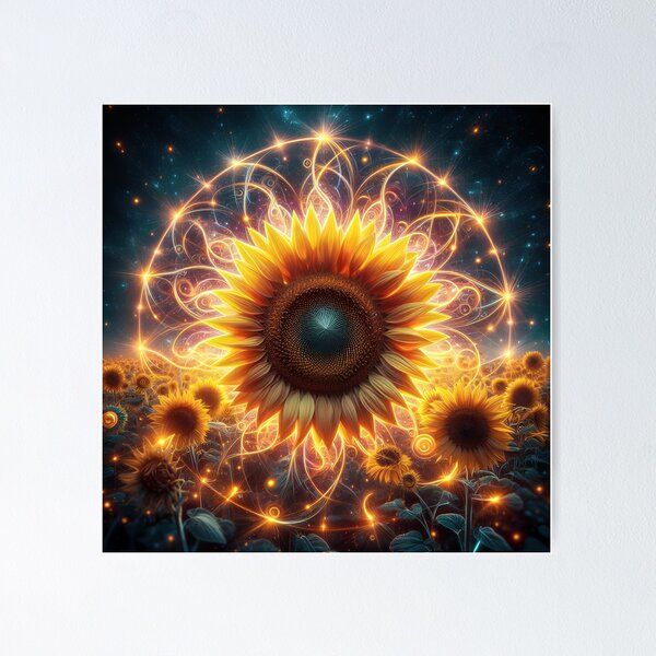 Enchanting Sunflower With Sparkles Poster