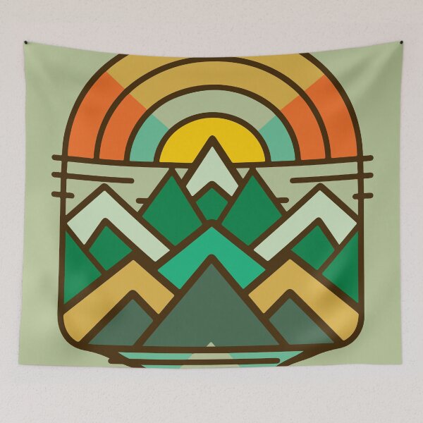 Item preview, Trailblazers Unite: A Journey Through the World's Majestic Mountainsetric Vibrant Retro Mountain Wilderness Sunset  designed and sold by Cheeky Companions.