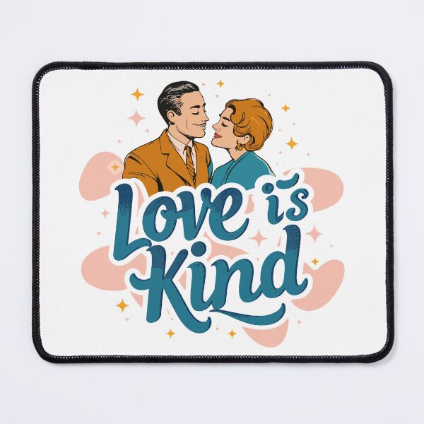 Item preview, Vintage Love: Tender Couple Illustration with Playful Typography - Love is Kind designed and sold by HahaHandlesHub.