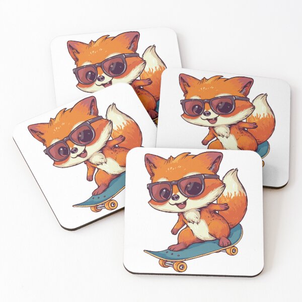 Item preview, skateboarding fox designed and sold by craftyaliens.