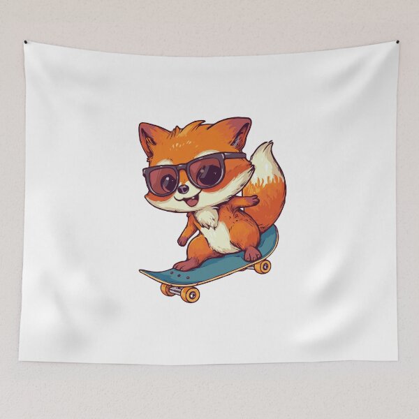 Item preview, skateboarding fox designed and sold by craftyaliens.