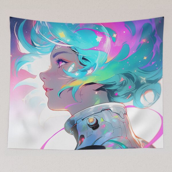 Item preview, Futuristic Technicolor Anime Girl designed and sold by bubblegoth.