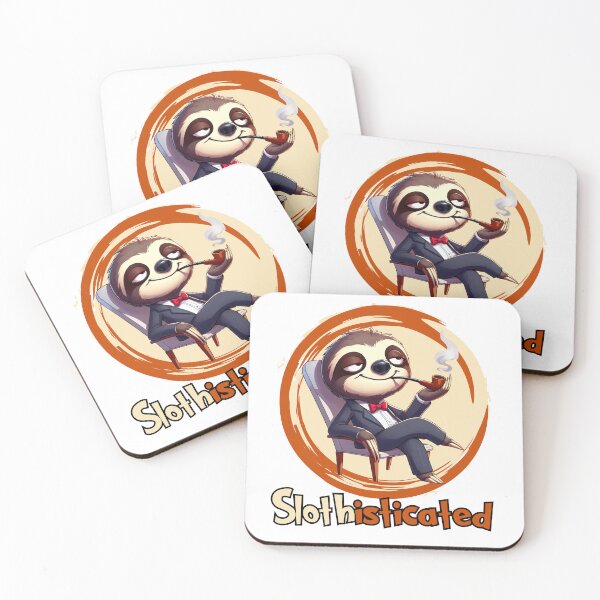 Item preview, Slothisticated funny sophisticated gentleman sloth cartoon pun designed and sold by André Botes.