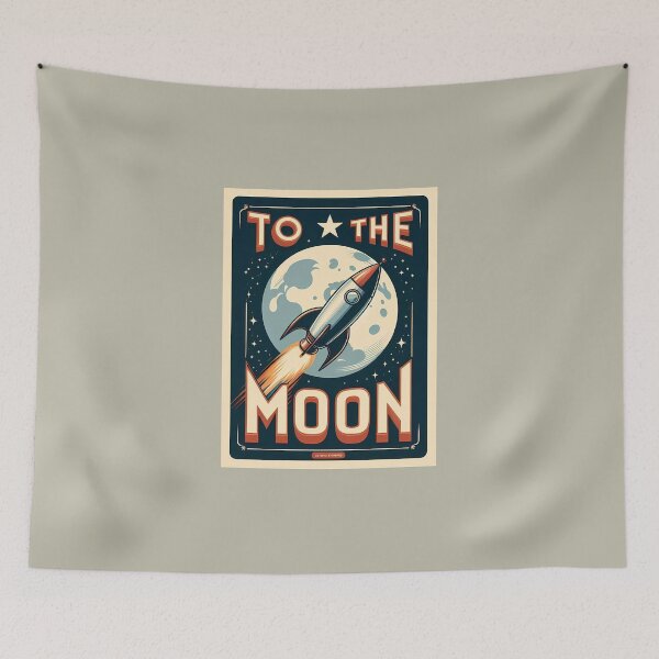 Item preview, To the Moon - Retro Space Rocket Poster designed and sold by DethLock.