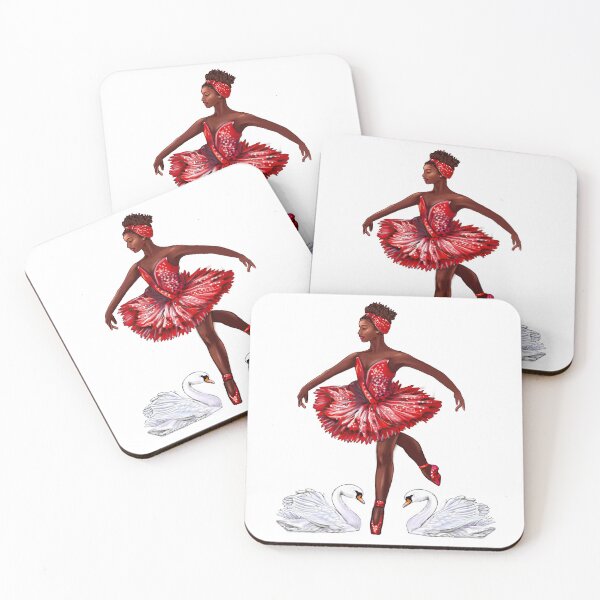 Item preview, The top 10 best Ballet gift ideas Brown Skin Ballet dancer and swans red tutu pointe shoes cute African American ballerina designed and sold by Artonmytee.