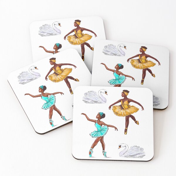Item preview, The top 10 best Ballet gift ideas Brown Skin Ballet dancer and swans tutu pointe shoes cute African American ballerina designed and sold by Artonmytee.