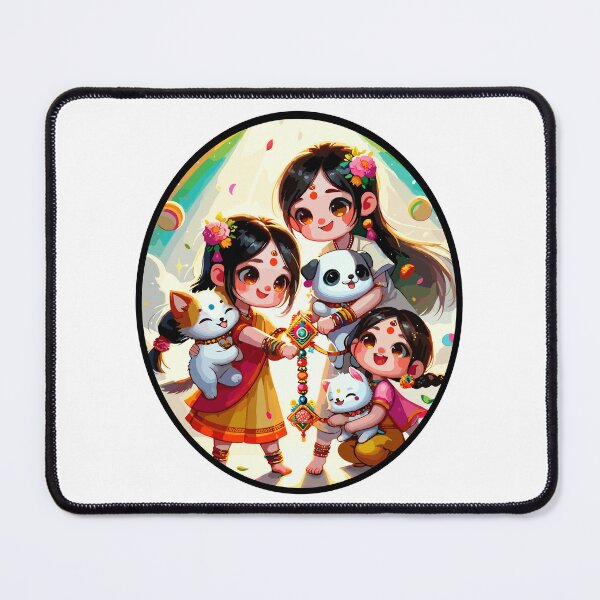 Item preview, Cherished Siblings and Pets - Festive Raksha Bandhan Illustration with Cats designed and sold by toobel.