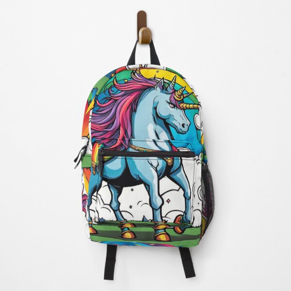 Item preview, Heavy Metal Unicorn With Clouds and Rainbow Background designed and sold by MyArt23.