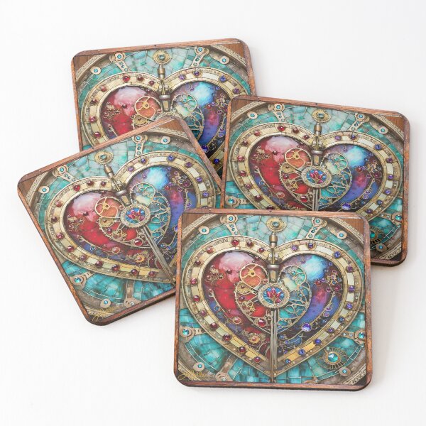 Item preview, Steampunk Heart series - Red and Blue designed and sold by Lee Hiller Designs.