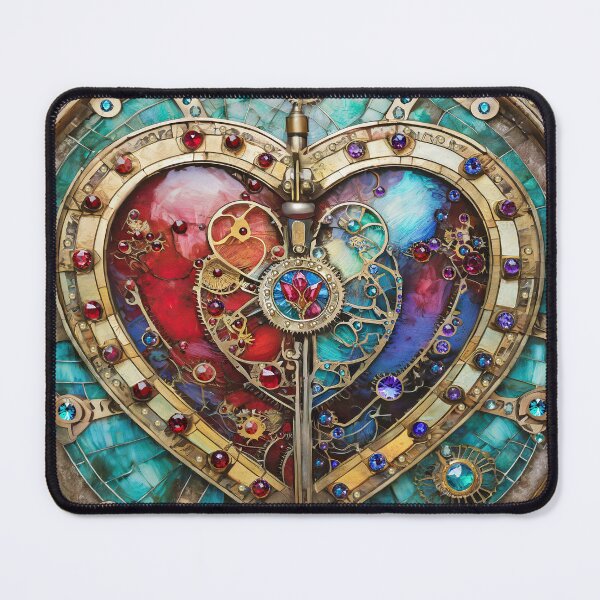 Item preview, Steampunk Heart series - Red and Blue designed and sold by Lee Hiller Designs.