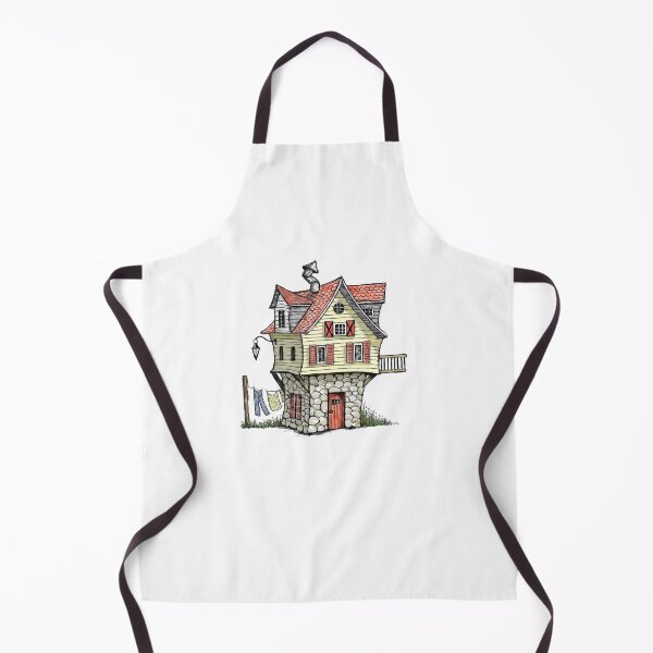 Item preview, Crooked Little House Fantasy House Digital Drawing With Dormers and Clothesline designed and sold by JoyfulWhimsy.