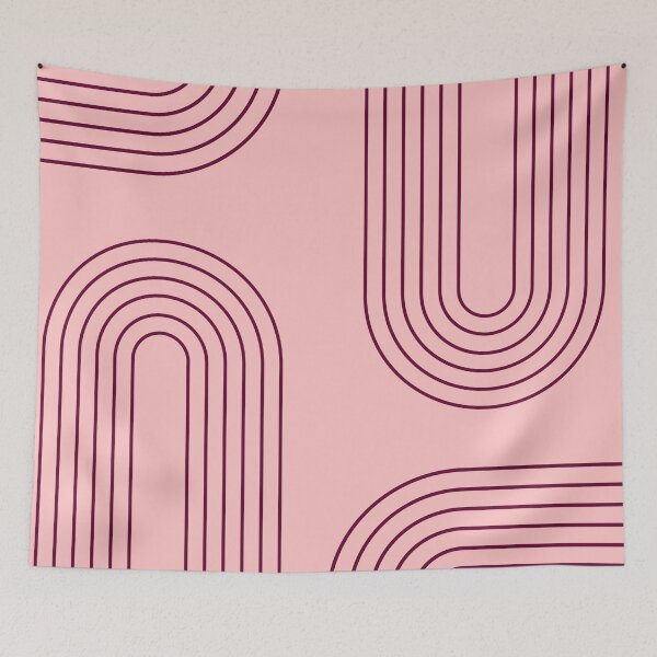 Item preview, pastel pink color aesthetic mid mod abstract geometric pink arches Symmetrical mid century modern  designed and sold by DesignYourWaystore.