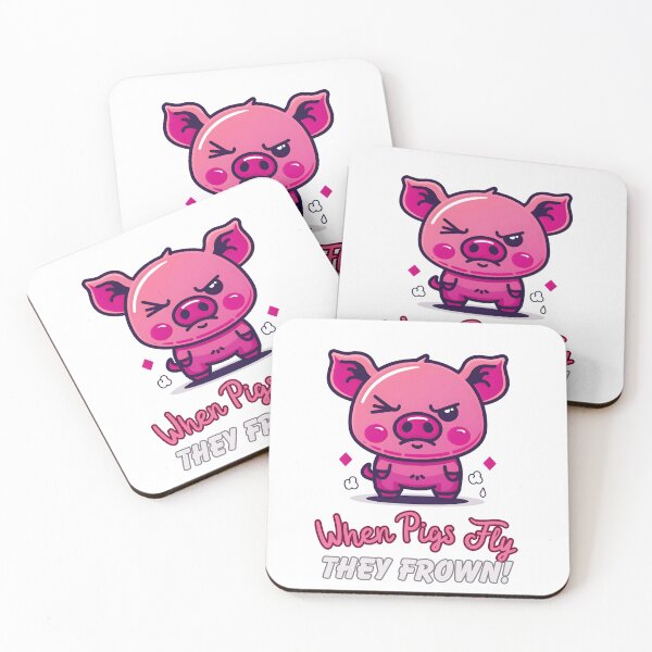 Item preview, Skeptical Swine - The 'When Pigs Fly' Frowning Pig Tee designed and sold by Moisky Patterns.