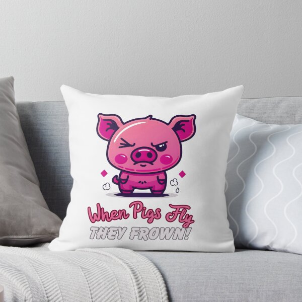Item preview, Skeptical Swine - The 'When Pigs Fly' Frowning Pig Tee designed and sold by Moisky Patterns.