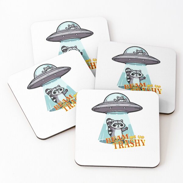 Item preview, Raccoon UFO Beam me up trashy designed and sold by GalaxyExplorers.