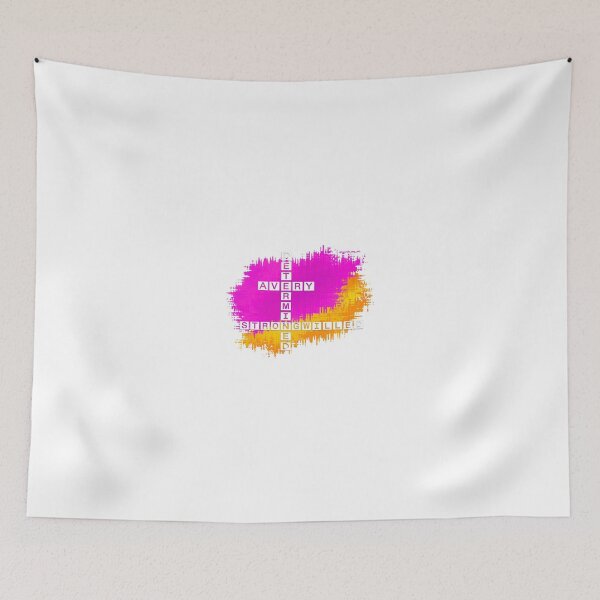 Item preview, Avery, Determined and Strongwilled, crossword, art Pink and Yellow designed and sold by words-my-art.