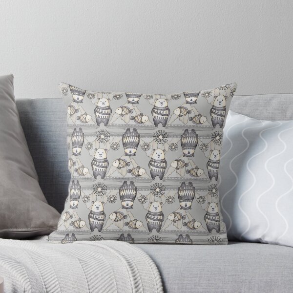 Item preview, Cute Polar Bears hand drawn pattern on the gray background. designed and sold by NadyaSaen.