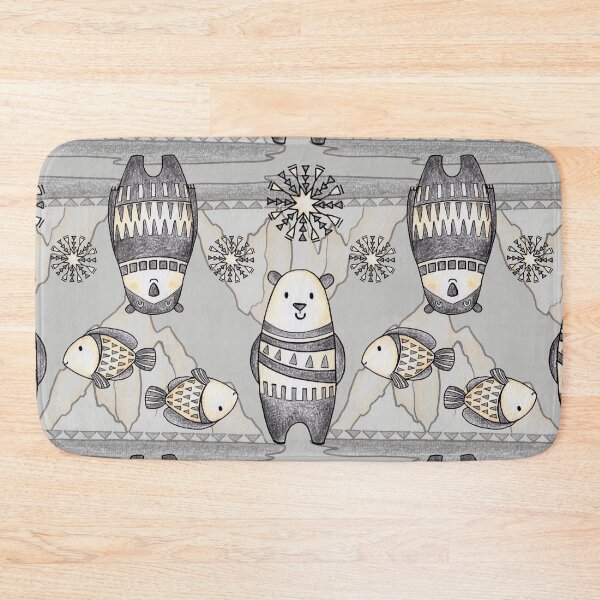 Item preview, Cute Polar Bears hand drawn pattern on the gray background. designed and sold by NadyaSaen.