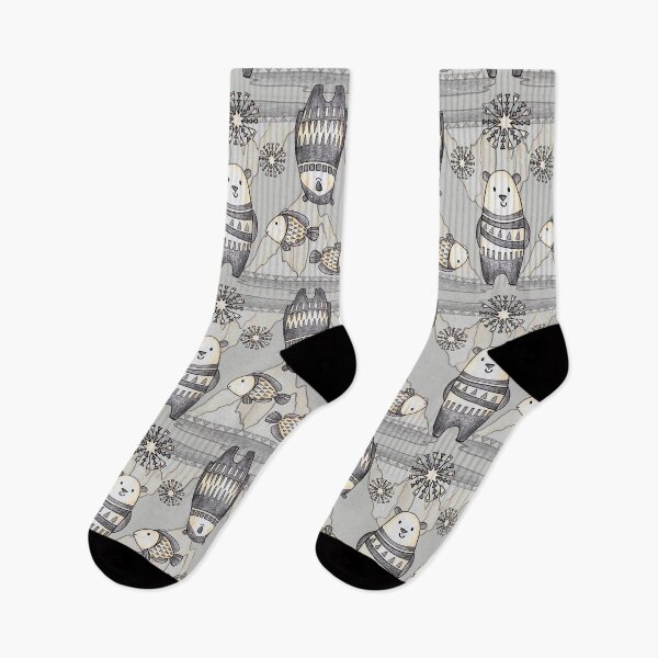 Item preview, Cute Polar Bears hand drawn pattern on the gray background. designed and sold by NadyaSaen.