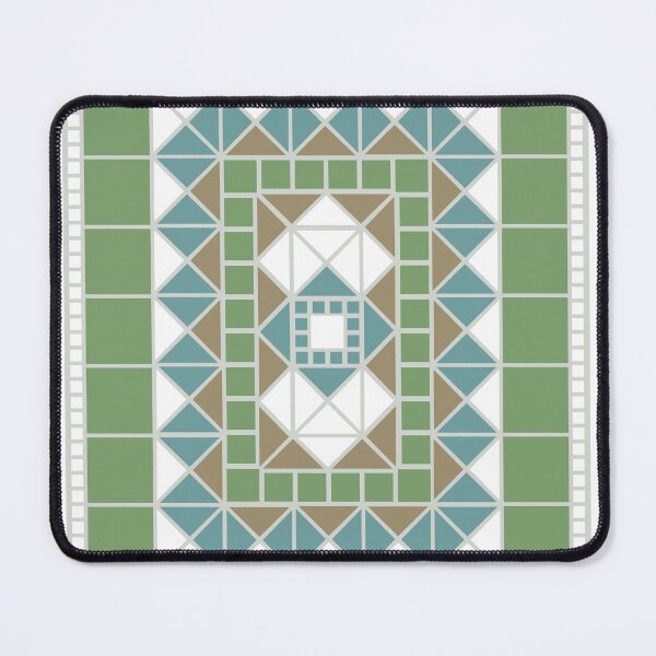 Item preview, Mosaic tile design, muted earthy Mediterranean colors, geometric shapes, blue, green, soft orange-brown, white designed and sold by StudyPuff.