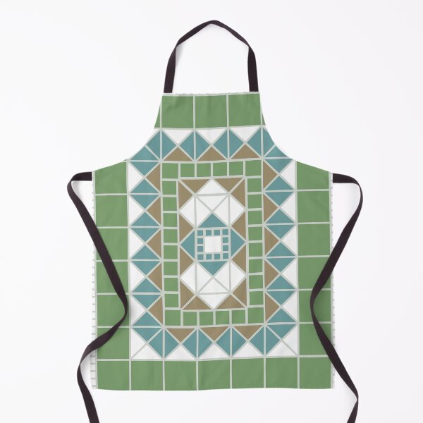 Item preview, Mosaic tile design, muted earthy Mediterranean colors, geometric shapes, blue, green, soft orange-brown, white designed and sold by StudyPuff.