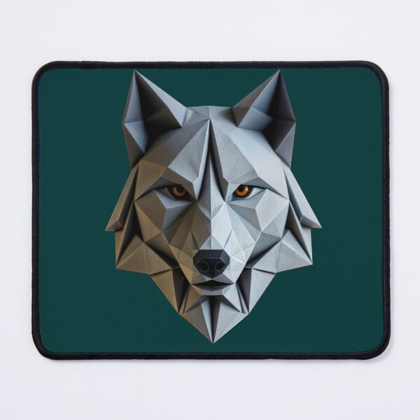 Artikelvorschau, Origami grauer Wolfskopf aus Papier entworfen und verkauft von PlumeUniverse.