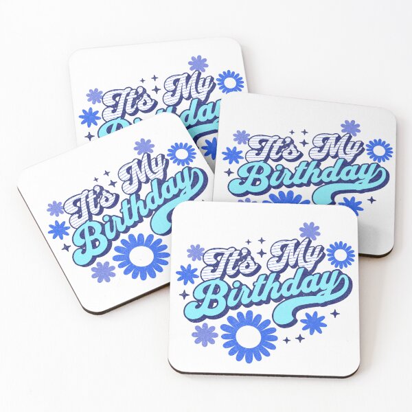 Item preview, It's My Birthday Vintage Retro Blue And White Flowers designed and sold by Got2BSnazzy.