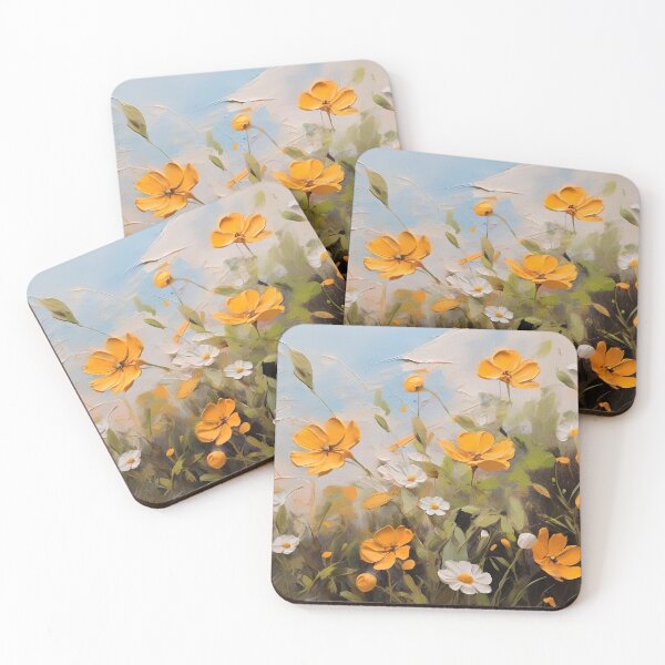 Item preview, Yellow and White Wild Flowers Oil Painting Style designed and sold by Zest Dose.
