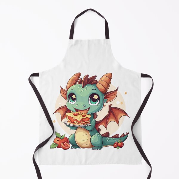 Artikelvorschau, Cute Dragon Eating Lasagna entworfen und verkauft von DragonFantasia.