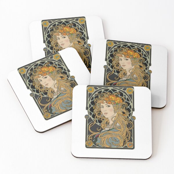 Item preview, intricate patterns and flowing lines of the art nouveau movement, girl,, designed and sold by ArtshirtGroup.