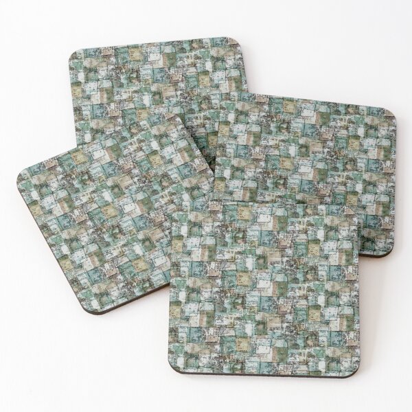 Item preview, Geometric handmade with distressed texture green	 designed and sold by Alessandro Remo Mazzoni Remotextiles.