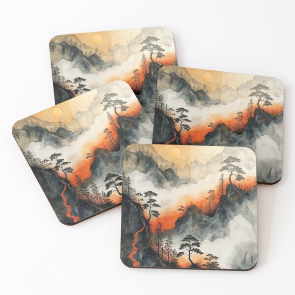Item preview, Fire Mountain Japandi Style Art designed and sold by CMLPaintings.