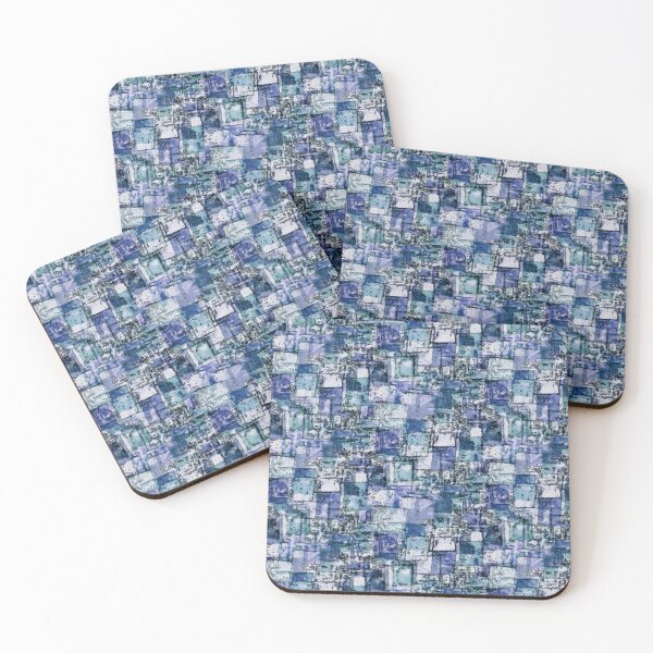 Item preview, Geometric handmade with distressed texture blue designed and sold by Alessandro Remo Mazzoni Remotextiles.