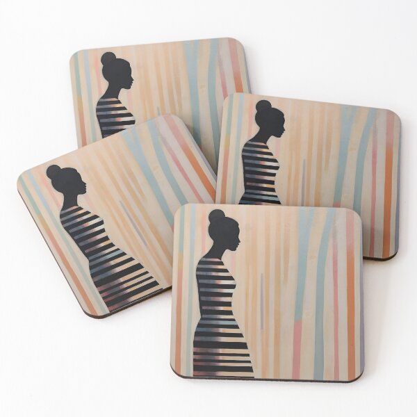 Item preview, Stripe Art with Contrasting Woman Silhouette designed and sold by Zest Dose.