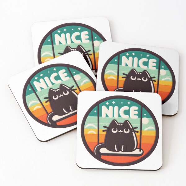 Item preview, Kawaii black cat swing Nice word illustration. designed and sold by GALUMARKET.