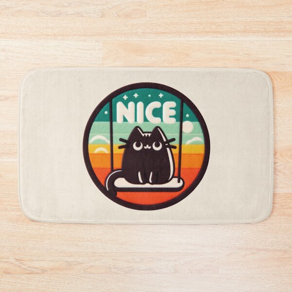 Item preview, Kawaii black cat swing Nice word illustration. designed and sold by GALUMARKET.
