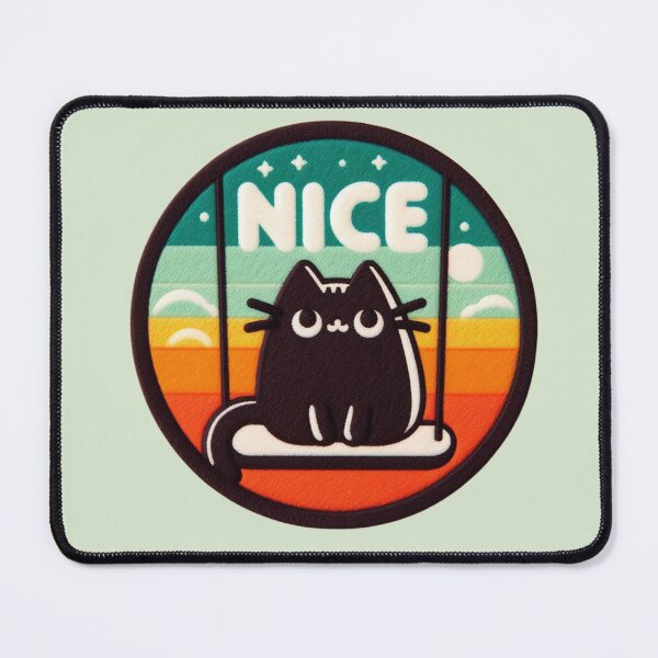 Item preview, Kawaii black cat swing Nice word illustration. designed and sold by GALUMARKET.