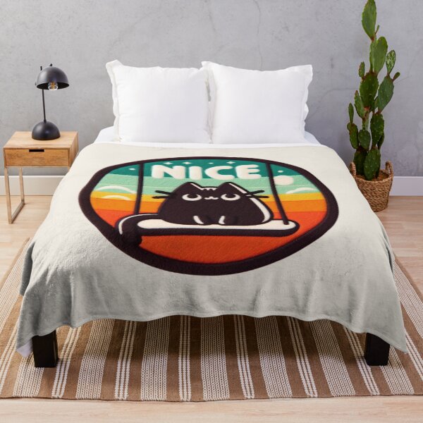 Item preview, Kawaii black cat swing Nice word illustration. designed and sold by GALUMARKET.