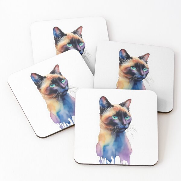 Item preview, Vibrant Siamese Splash: Colorful Watercolor Cat designed and sold by MillennialVibe.
