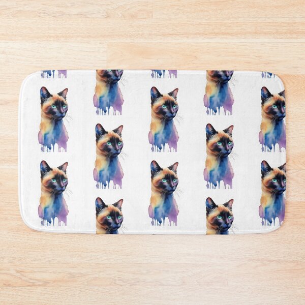 Item preview, Vibrant Siamese Splash: Colorful Watercolor Cat designed and sold by MillennialVibe.