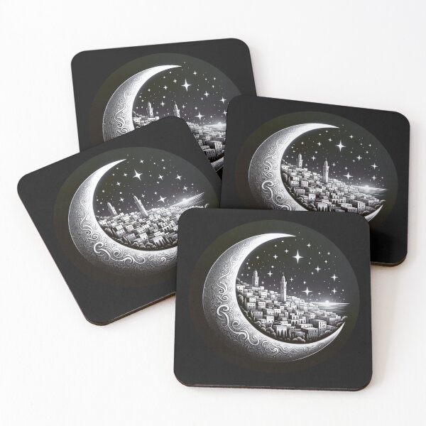 Item preview, Moonlight over Algiers: Urban Reflection in Black and White designed and sold by DilouDilou.